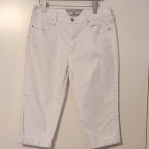 Levi's White Jeans with Brown Leather Patch